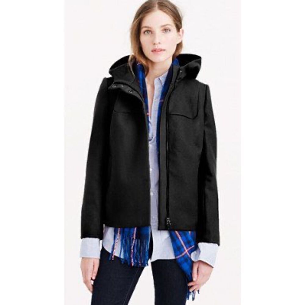 NWOT J.crew • melton wool hooded full zip short coat , $249 Sz 6
